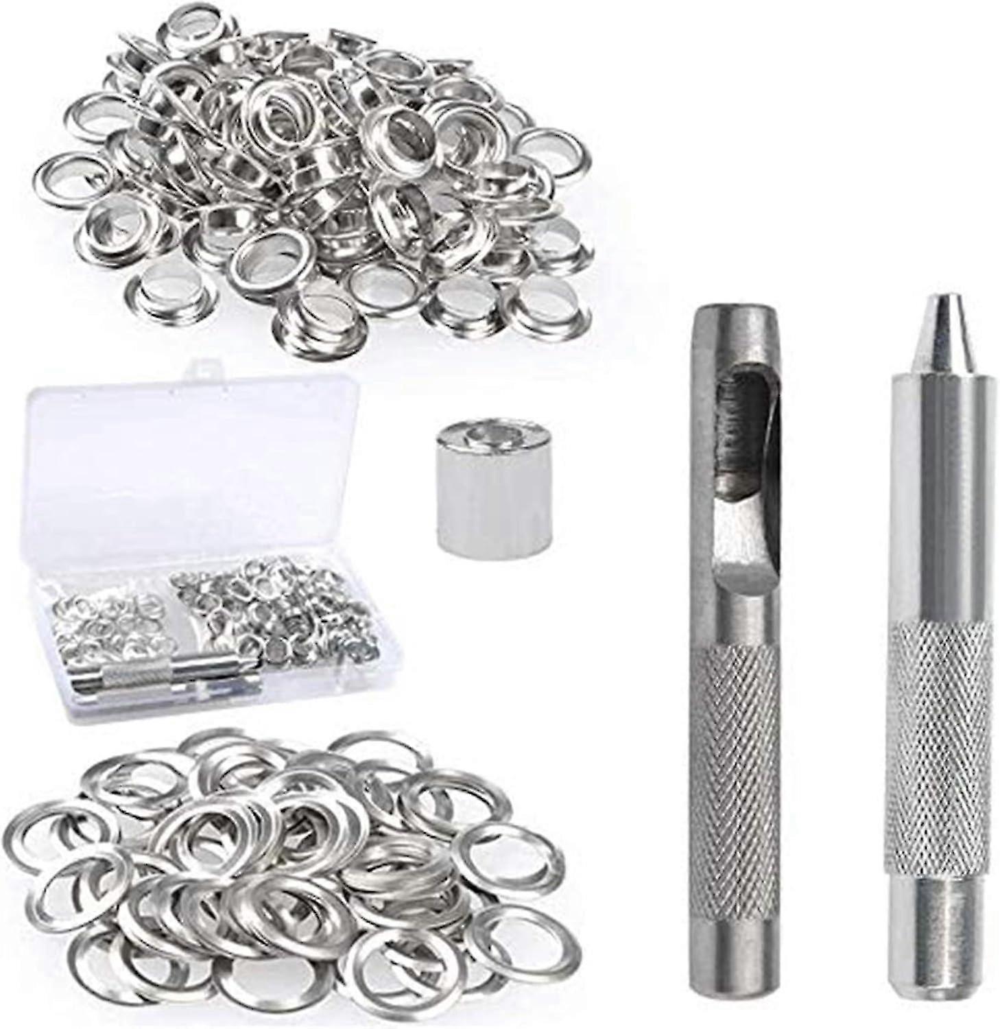 103PCS Grommet Kit for Tarpaulin and Crafts, 10/15MM Curtain Making, Plastic Repair Kit with 100 Grommets