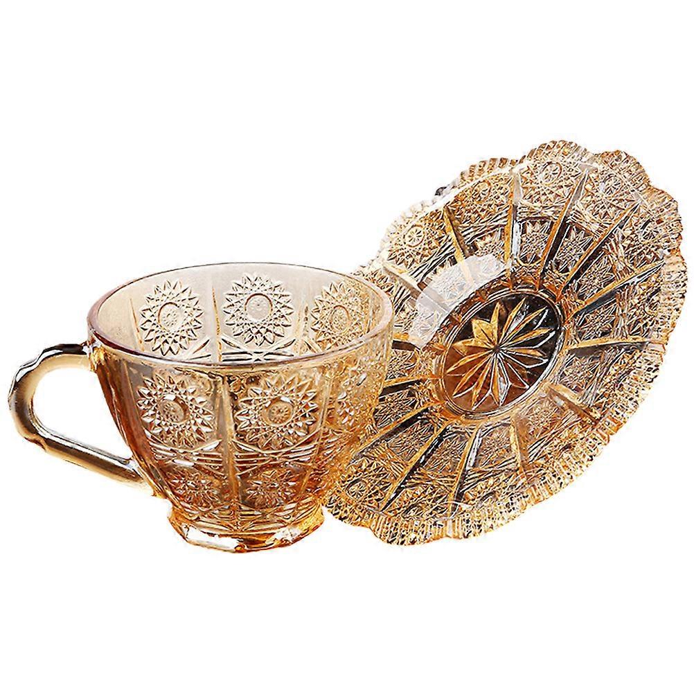 Vintage European Style Coffee Cup and Saucer Set   Elegant Glass Mugs for Tea or Coffee   Decorative Drinkware for Afternoon Gatherings