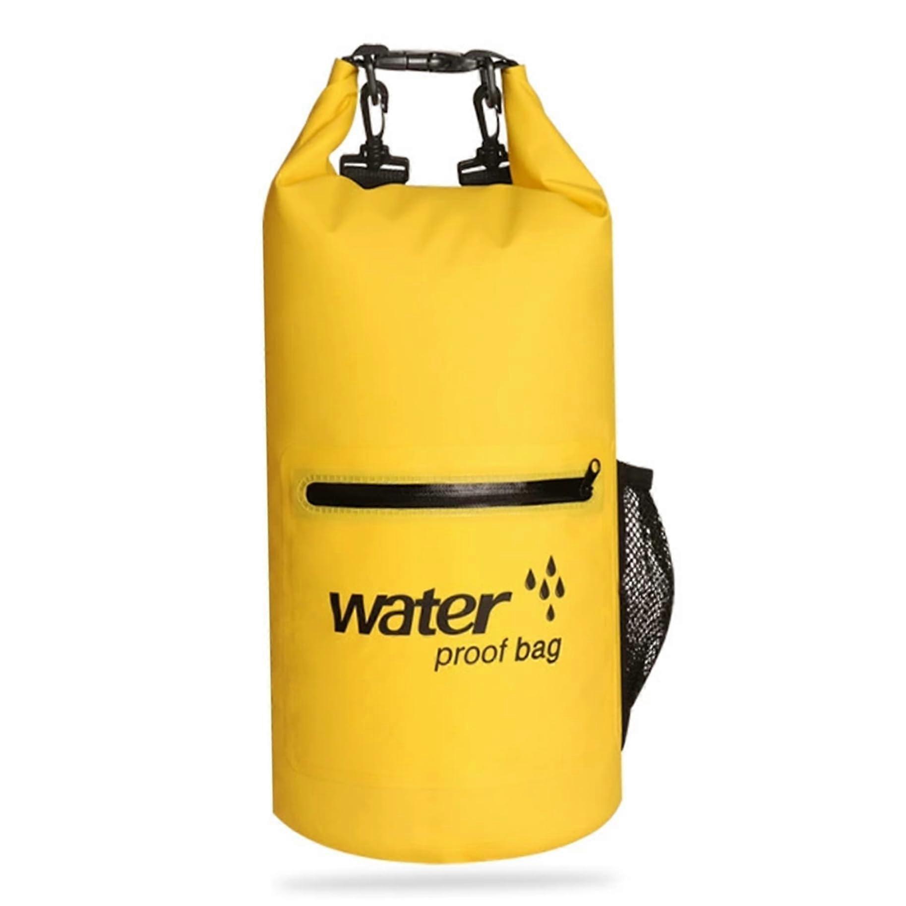 Dry Bags waterproof, floating and lightweight bags, 10liter roll backpack sack keeps gear dry for kayak with waterproof phone case (yellow).