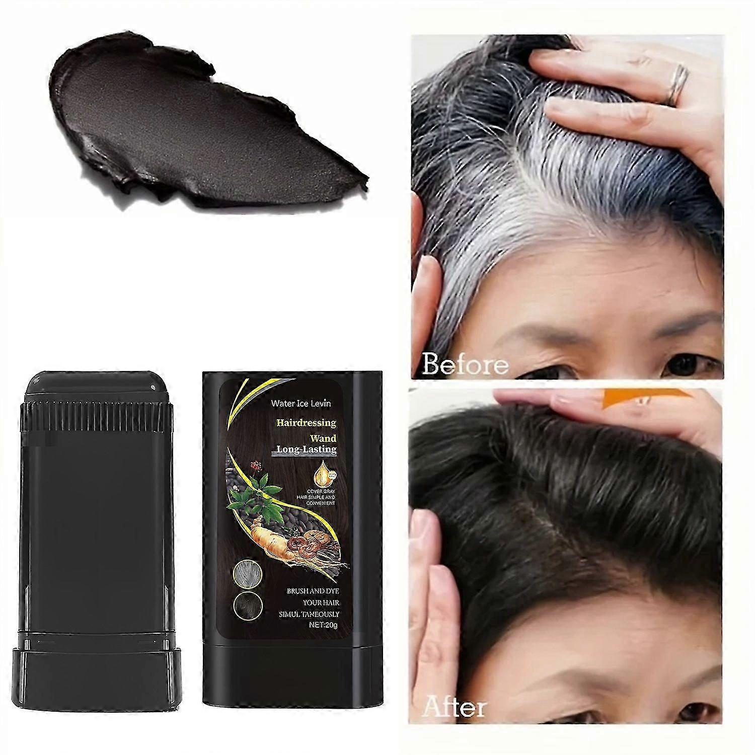 Portable Hair Dye Comb for Gray Hair Coverage, Brownish Black Hair Colour Stick with Built-in Comb, Safe and Convenient, Waterproof and Sweat-proof Ha
