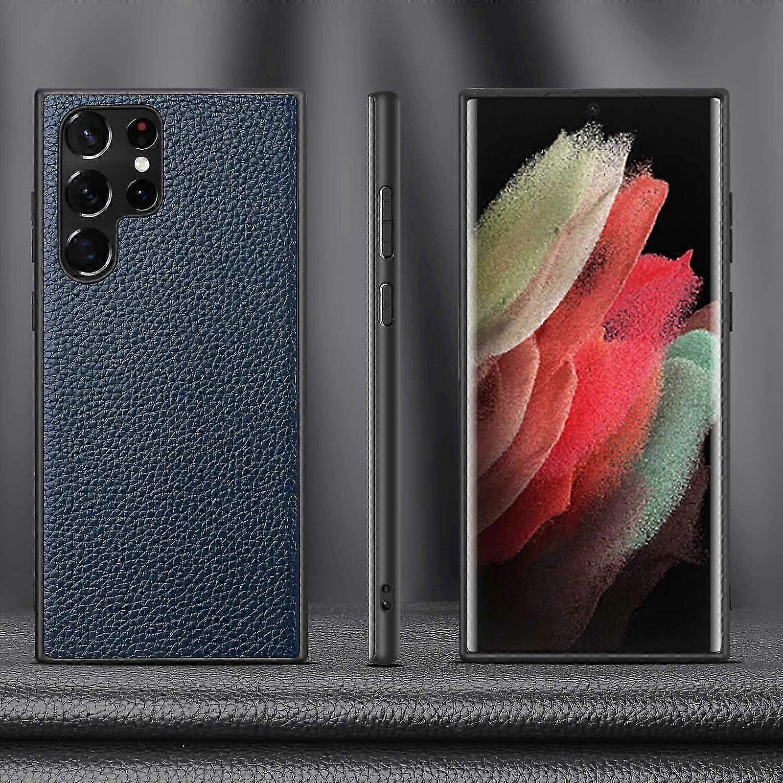 Leather Protective Soft Case for Samsung S24 Plus, Leather Case with Lychee Pattern Slim Protective Case Cover for Galaxy S24 Plus