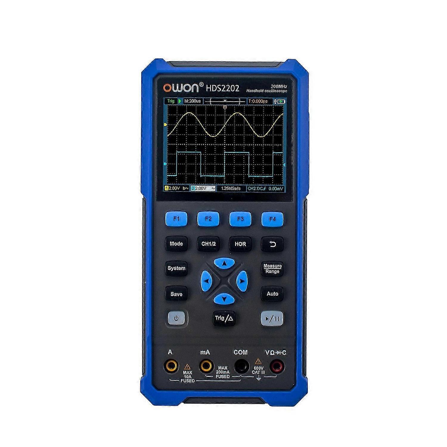 OWON HDS2202 Handheld Digital Oscilloscope Multimeter 200MHz 1GSa/s Dual Channels Oscilloscope True RMS 20000 Counts Multi Tester 3.5-inch Color LCD R