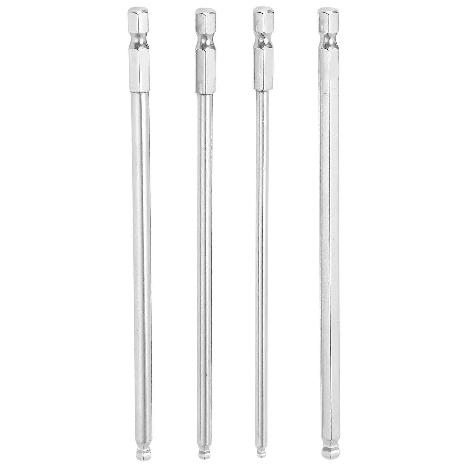 4pcs Hex Screwdriver Bit Set S2 Steel Magnetic Metric Ball Head Hex Bits 1/4 Inch Hex Shank