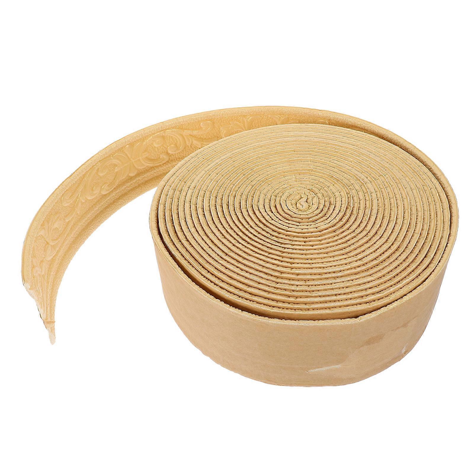 Self-Adhesive Edging Strip Molding Trim Elegant 3D Design Splashproof Moisture-Resistant Wall Baseboard Golden 10 Meters In Length 1 Roll