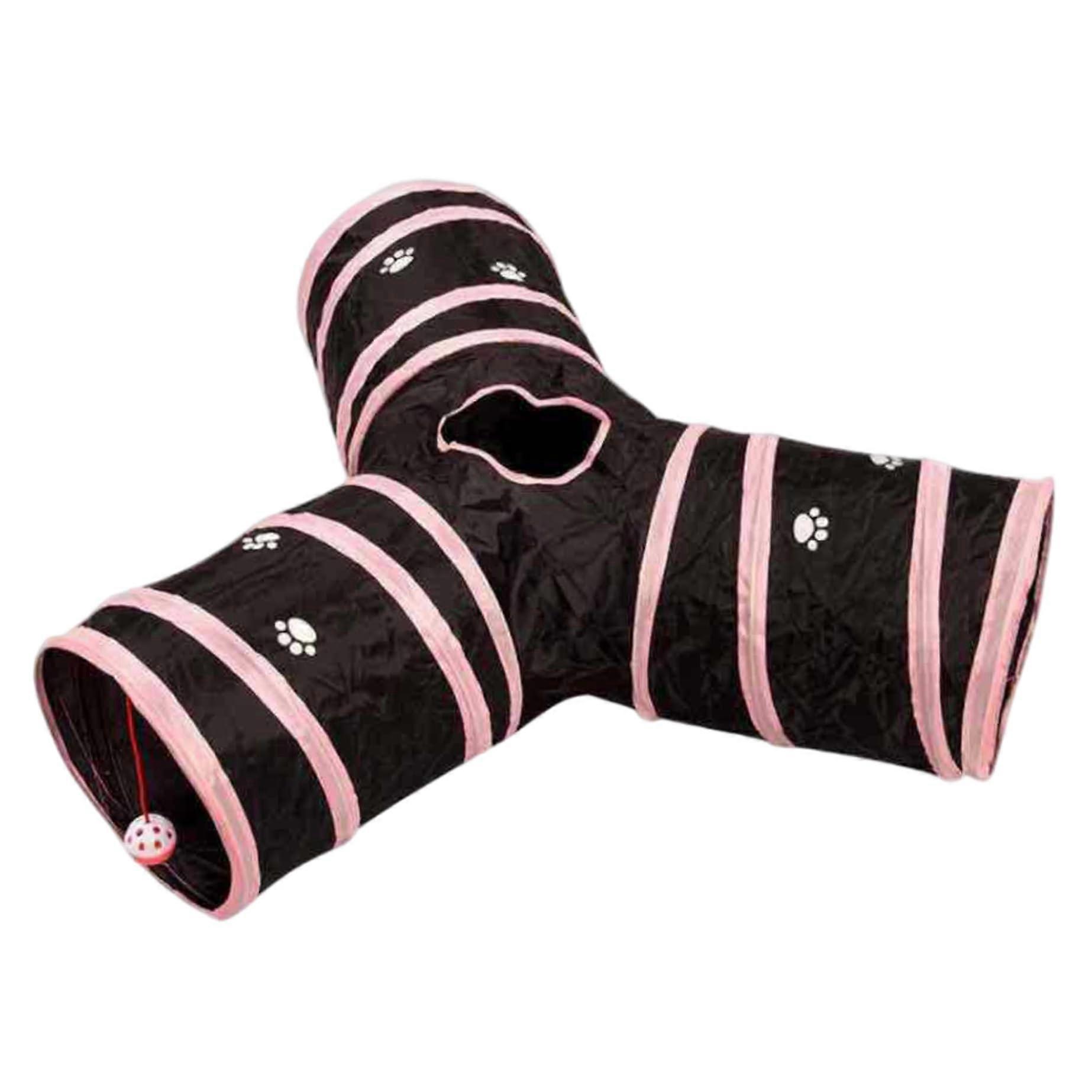 Cattunnel Yshaped cat tube with hanging bell center hole, foldable play tunnel polyester hideaway for indoor use