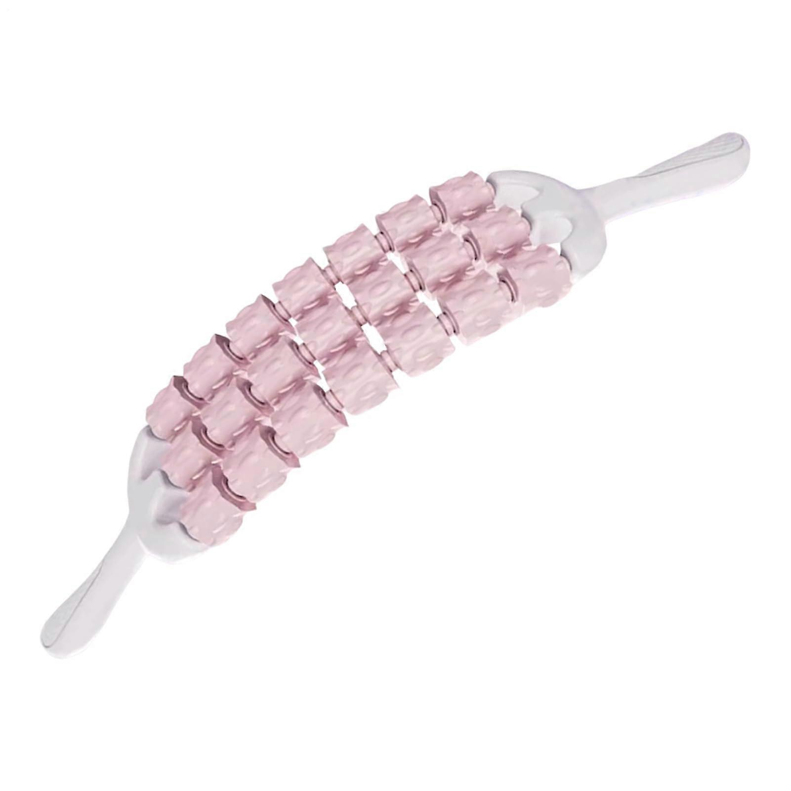 Muscle Roller Stick 3Row Flexible Deep Tissue Relaxation for Shoulders, Back, Legs, Athletes, Pink