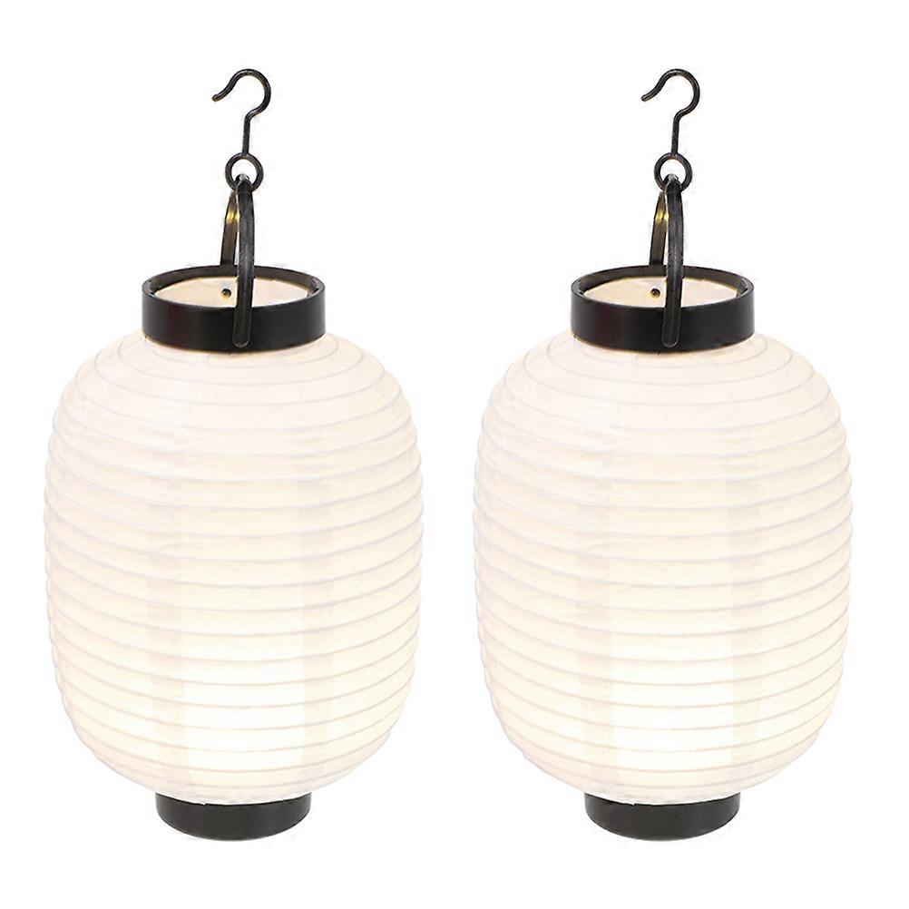 White Paper Japanese Lantern Decorative Hanging Lamp for Home 2Pack 22cm Height 15cm Diameter
