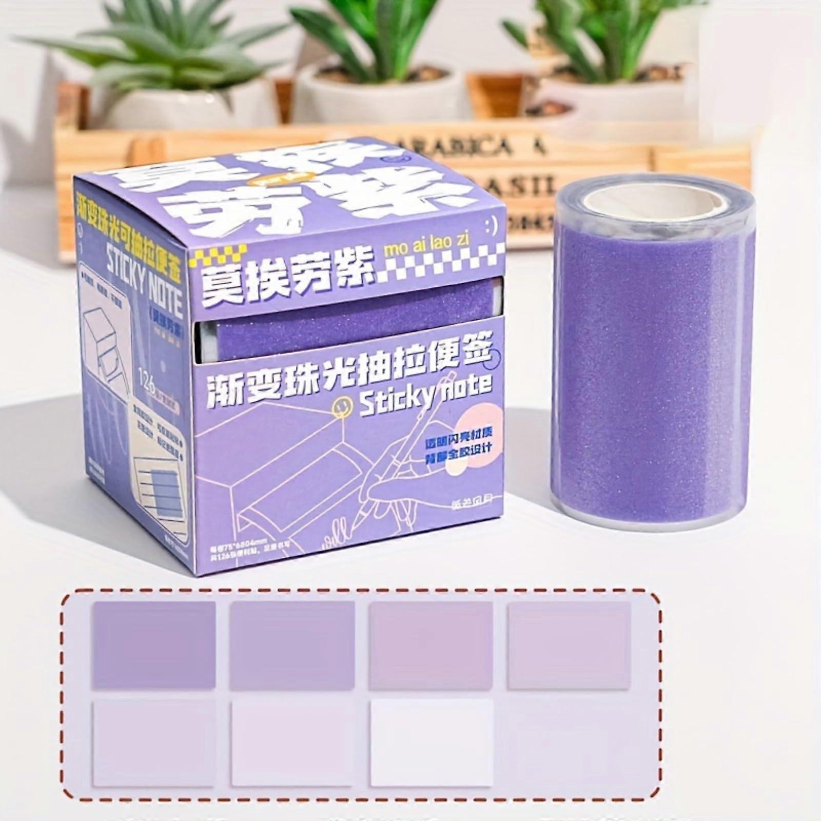 Sticky notes with pullout dispenser boxes, sheets, fulladhesive sticky notes, selfadhesive notepads, stickers for notetaking and writing, purple