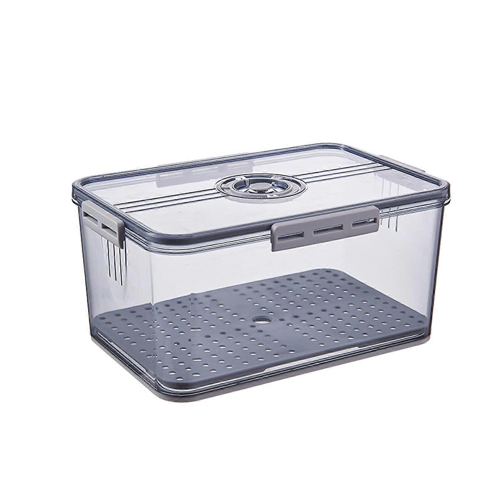7L Transparent PET Refrigerator Storage Container for Fruits Vegetables Grains 15.3x32.5x22.5cm Gray