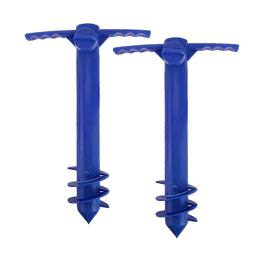 2pcs Durable Plastic Beach Umbrella Sand Anchor – Lightweight Blue Design for Secure Parasol Stability with Easy Installation