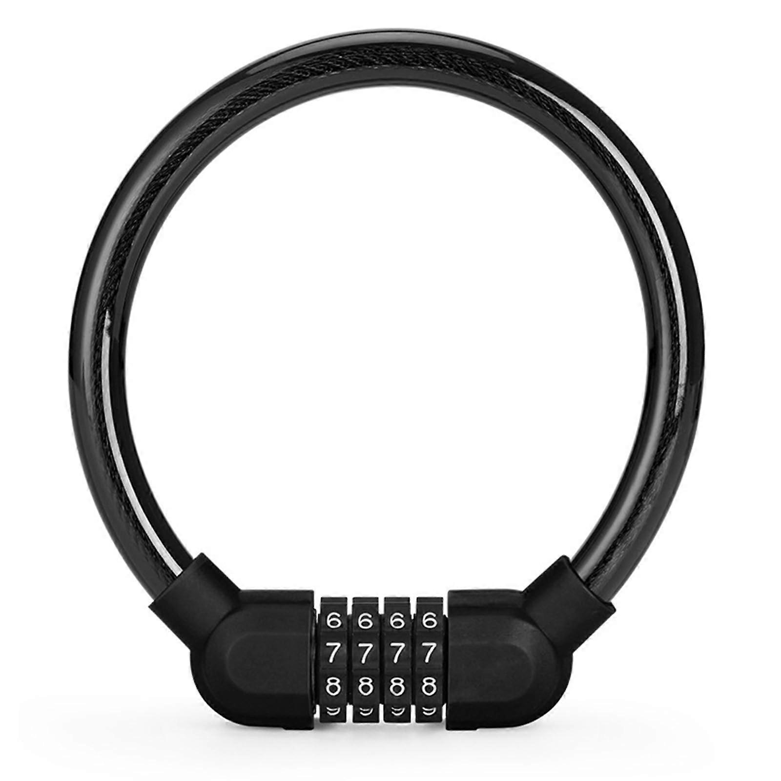 Robust 4digit bicycle cable lock, portable combination lock, cable, theftproof, resettable combination bike lock, black, regular Ref: 5417