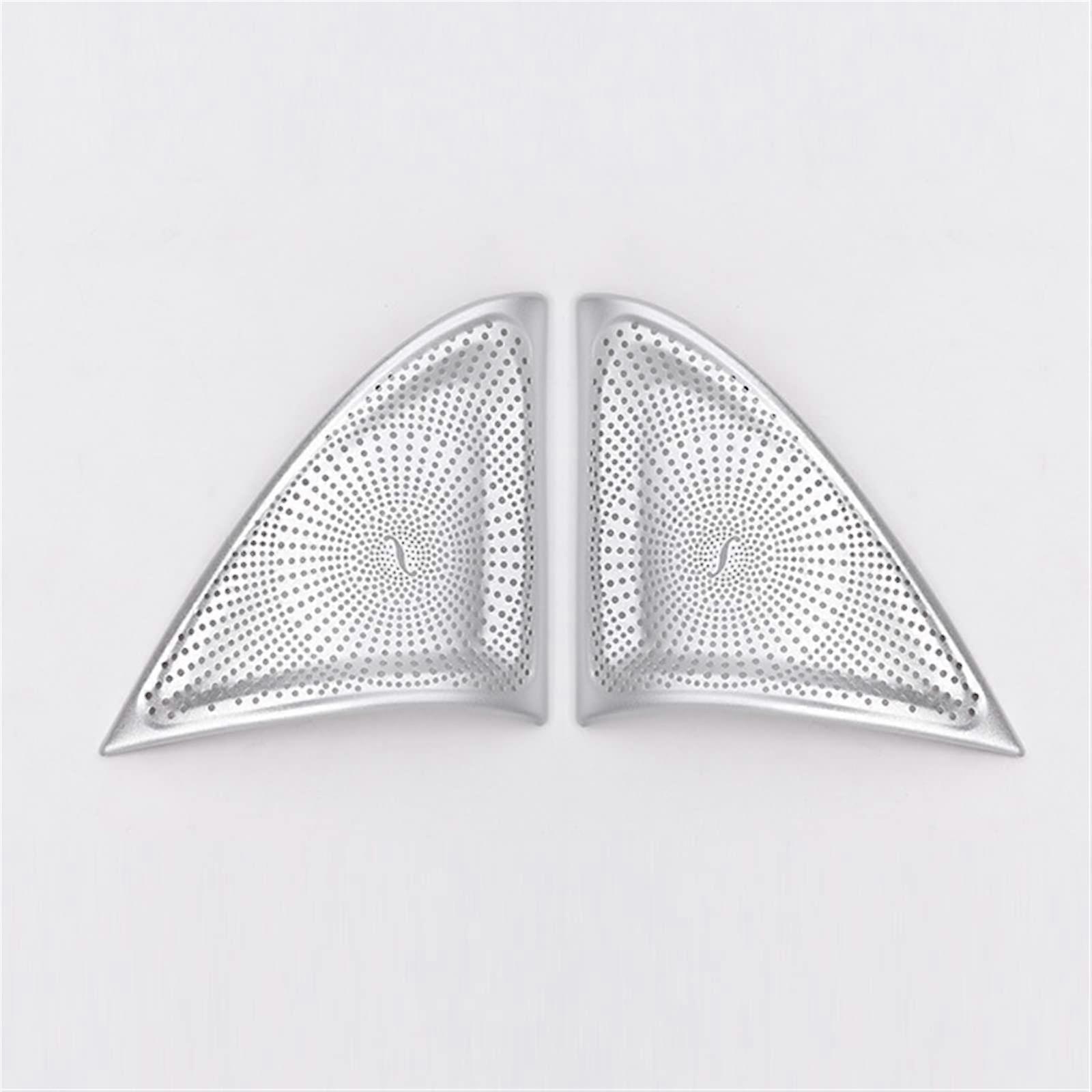 Speaker Tweeter Net Cover Trim Stickers 2-Piece Set Silver for Benz E-Class W213 2016-2021 E200L E300L
