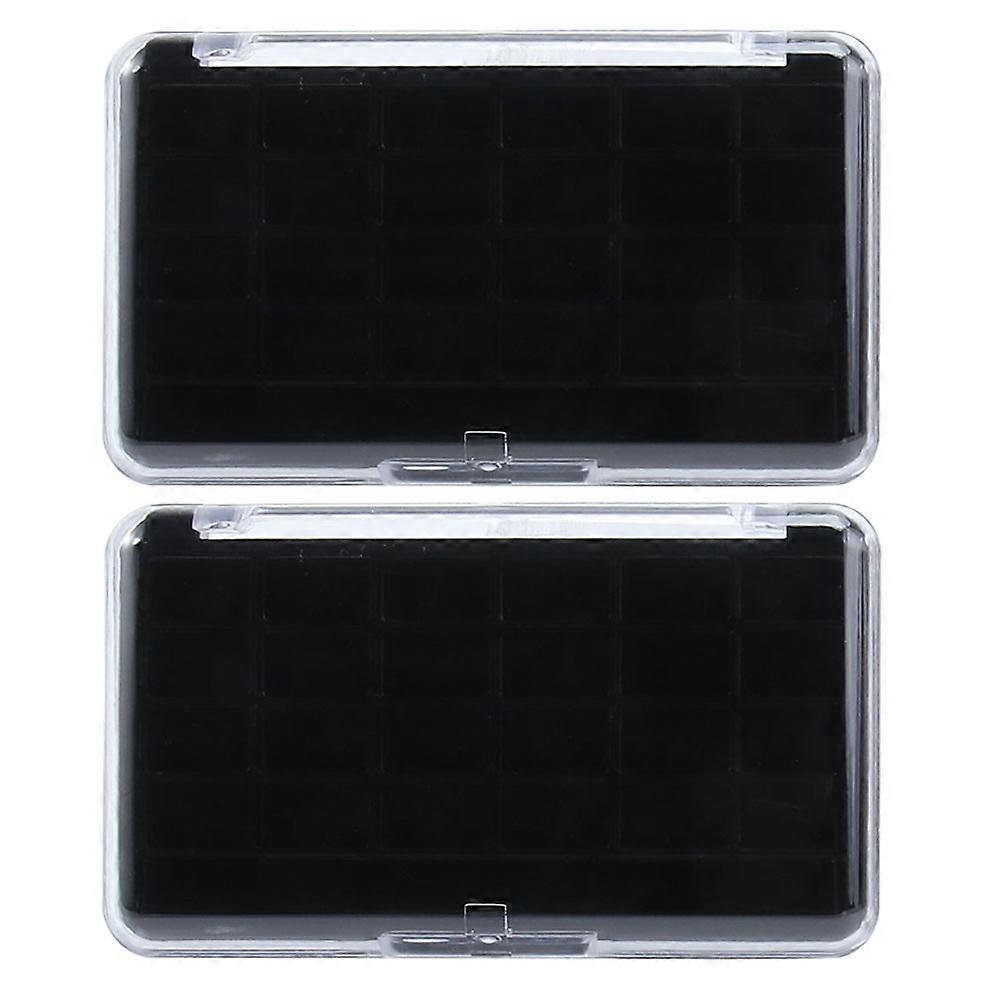 2pcs Empty Eyeshadow DIY Lipstick Case Storage Container for Makeup Artists Black Plastic