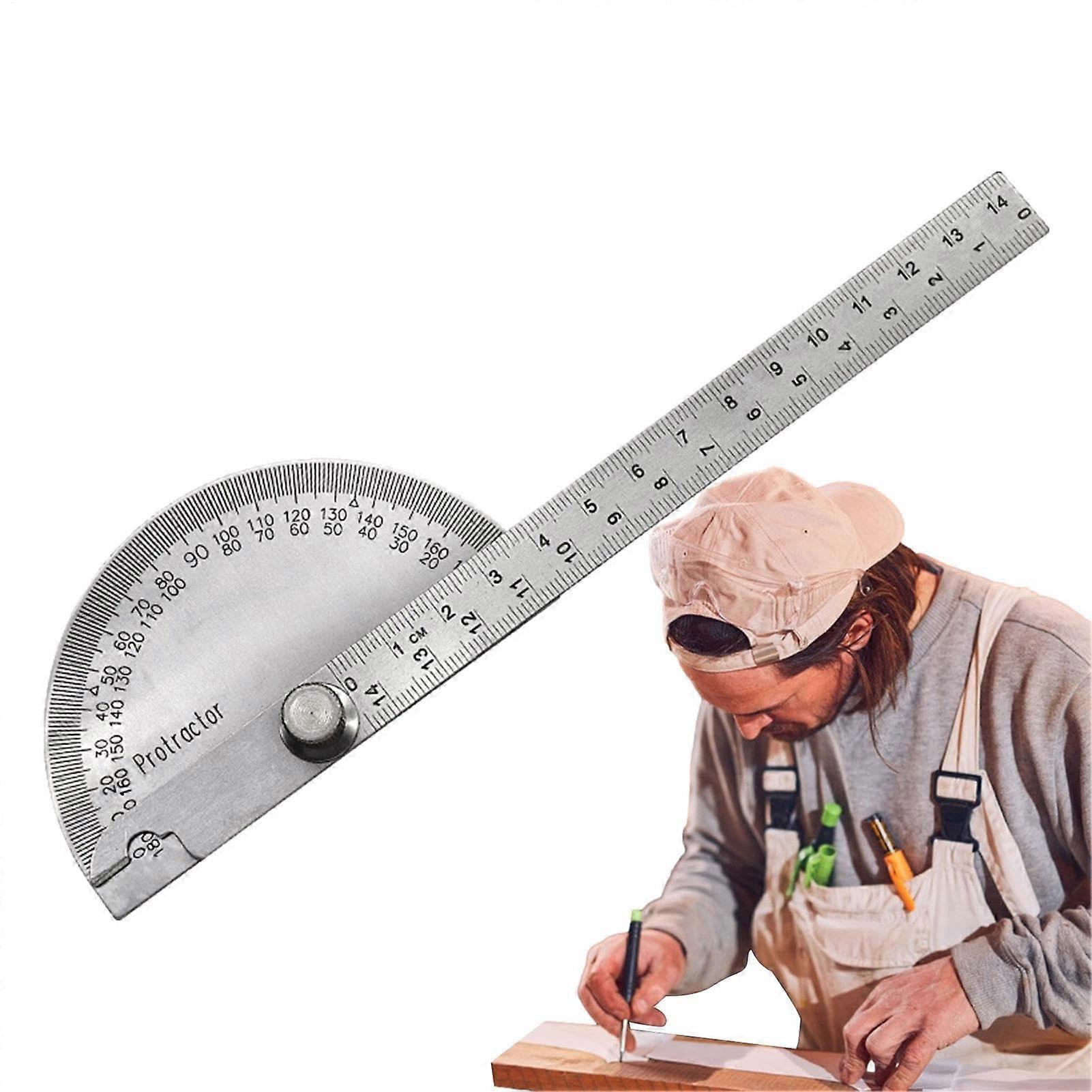 Protractor Angle Finder 0-180 Degree Woodworking Ruler, Adjustable Angle Gauge For Geometry Drafting, 14cm Solid