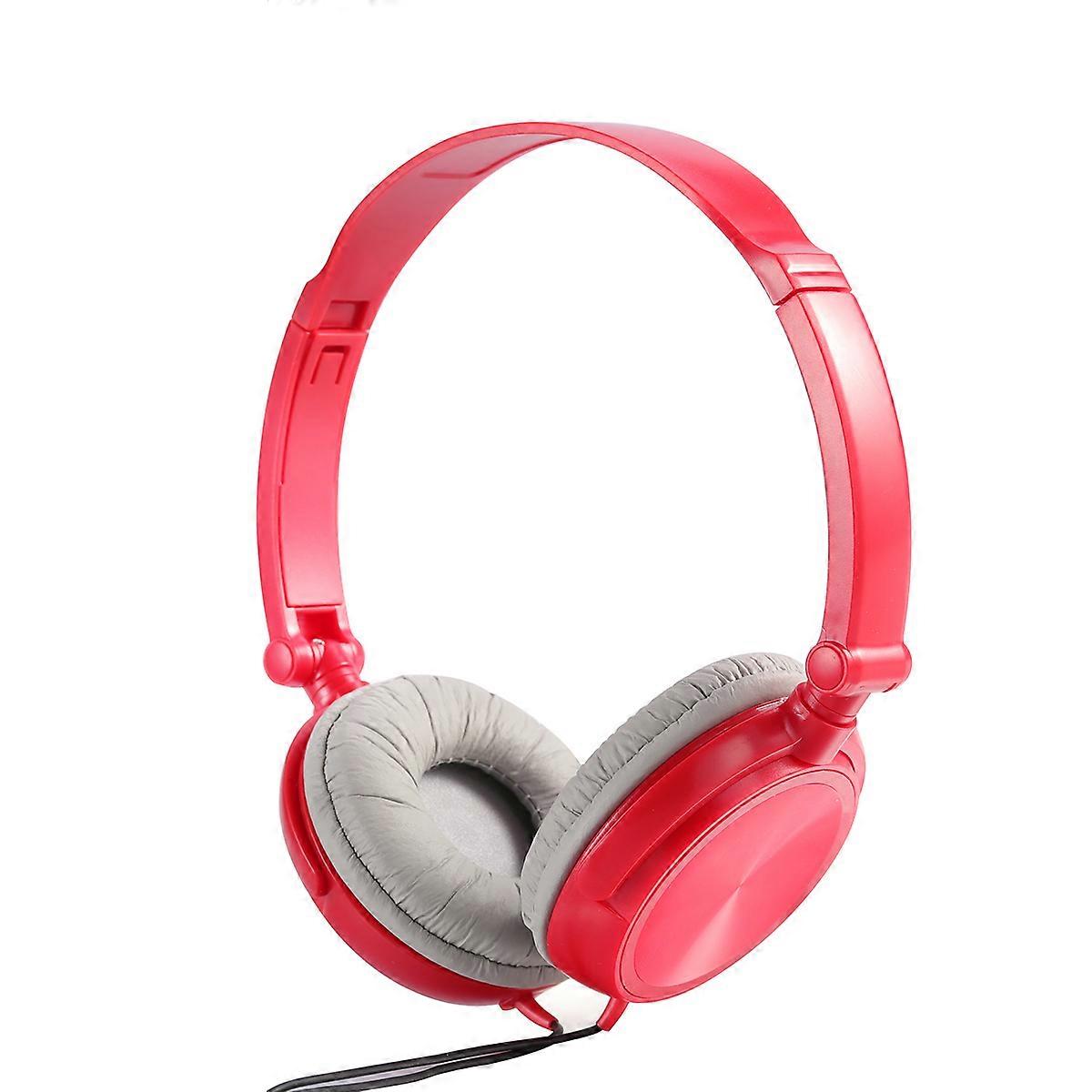 Headphones with Microphone for Listening Use Lightweight Foldable Headsets Red
