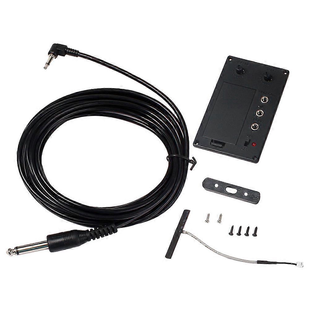 1 Set Violin EQ Preamp Silent Mute with Pickup Cable Black