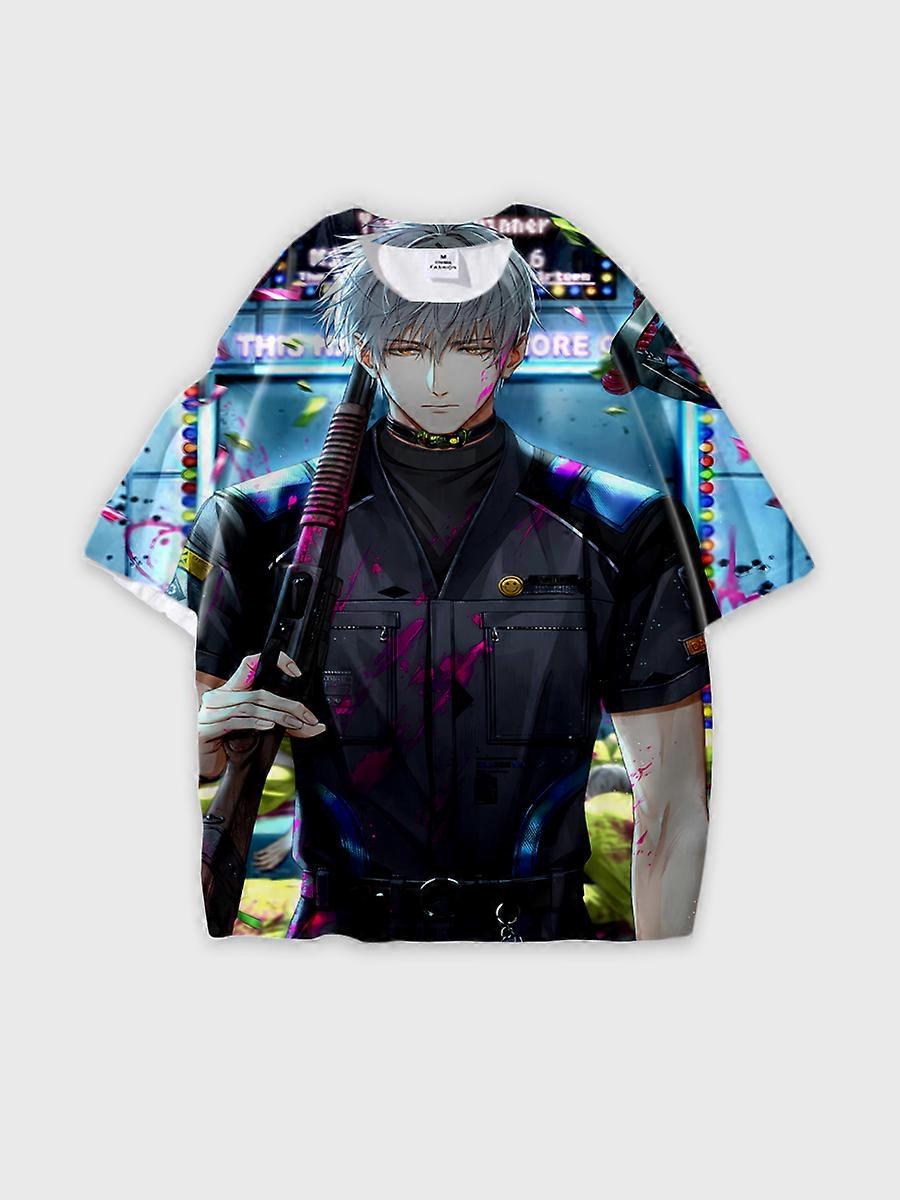 T-shirt round neck Role Pattern loose short sleeve B1531