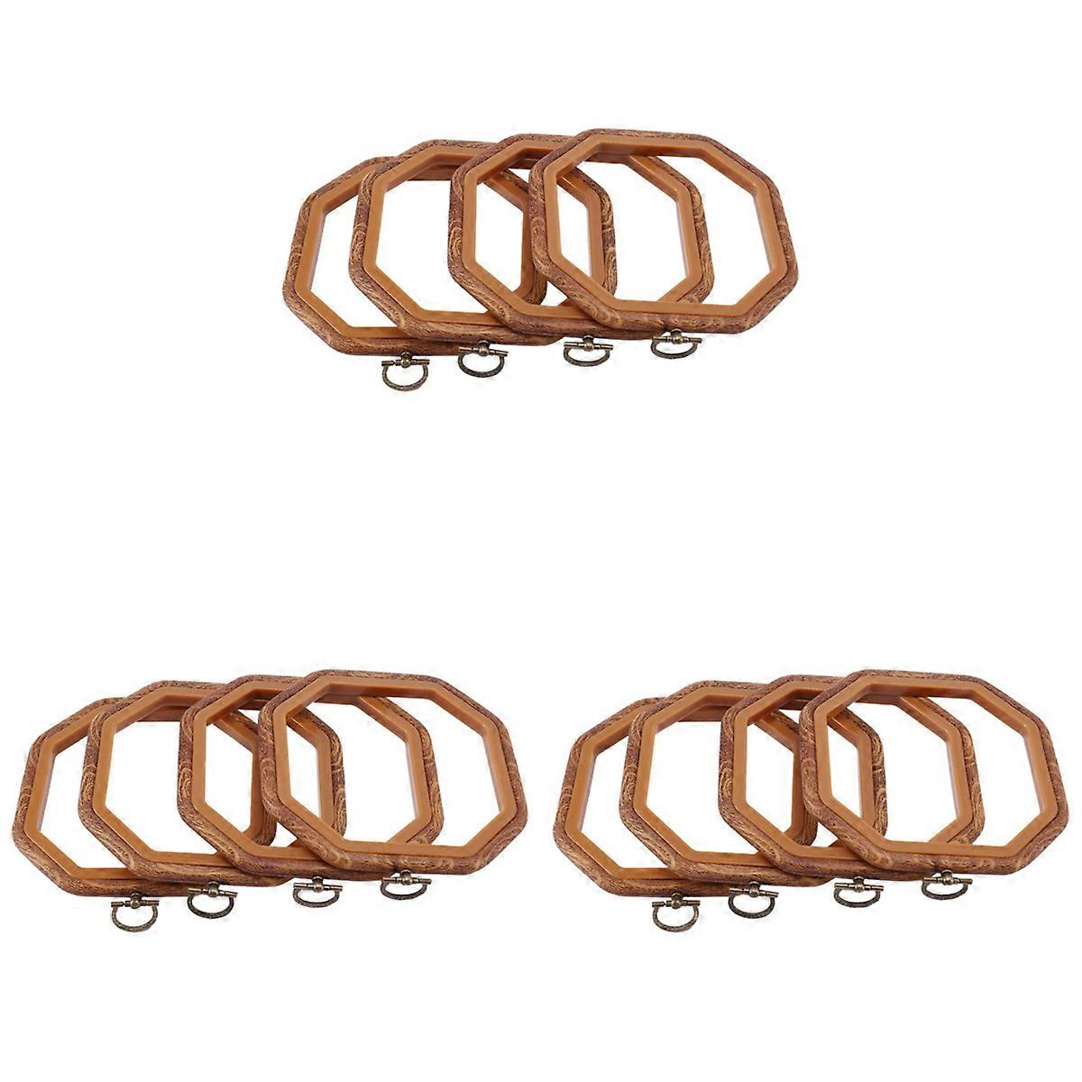 12PCS Octagon Embroidery Hoops Imitated Wood Hoop Set Display Frame for Art Craft Handy Sewing and H