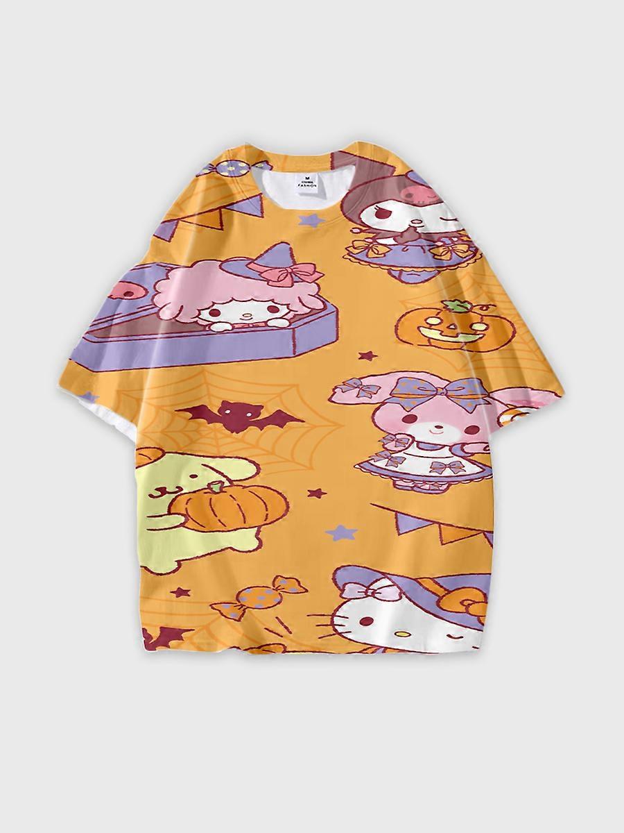 T-shirt round neck Cartoon Pattern loose short sleeve E1475
