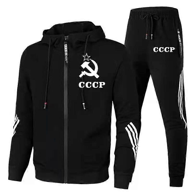 2 Τεμάχια Σετ Φόρμα Άνδρες CCCP φούτερ με κουκούλα τζόκινγκ Φούτερ + παντελόνι Πουλόβερ Φούτερ με κουκούλα Αθλητικά κοστούμια Casual Αθλητικό κοστούμι Ανδρικά ρούχα