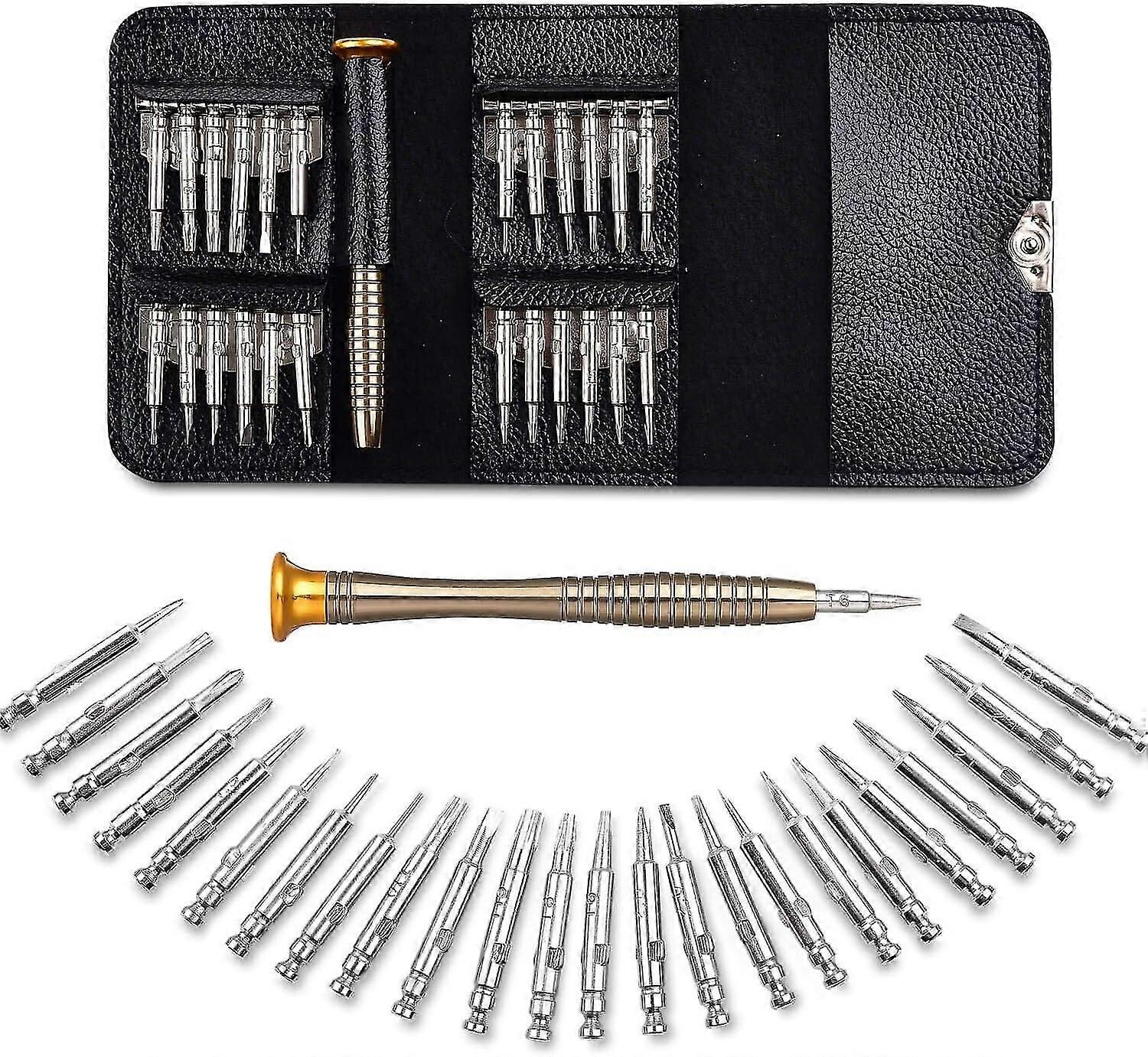 Precision Glasses Repair Screws, 25 In 1 Mini Screwdriver Tool Set, With Leather Case, Computer, Watch, Computer, Electronics Workshop, Glasses Repair