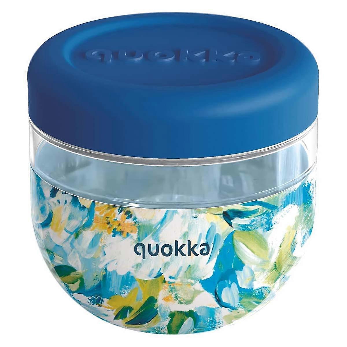 Food Container with Peony Pattern 770ml with Non-Slip Lid, Blue