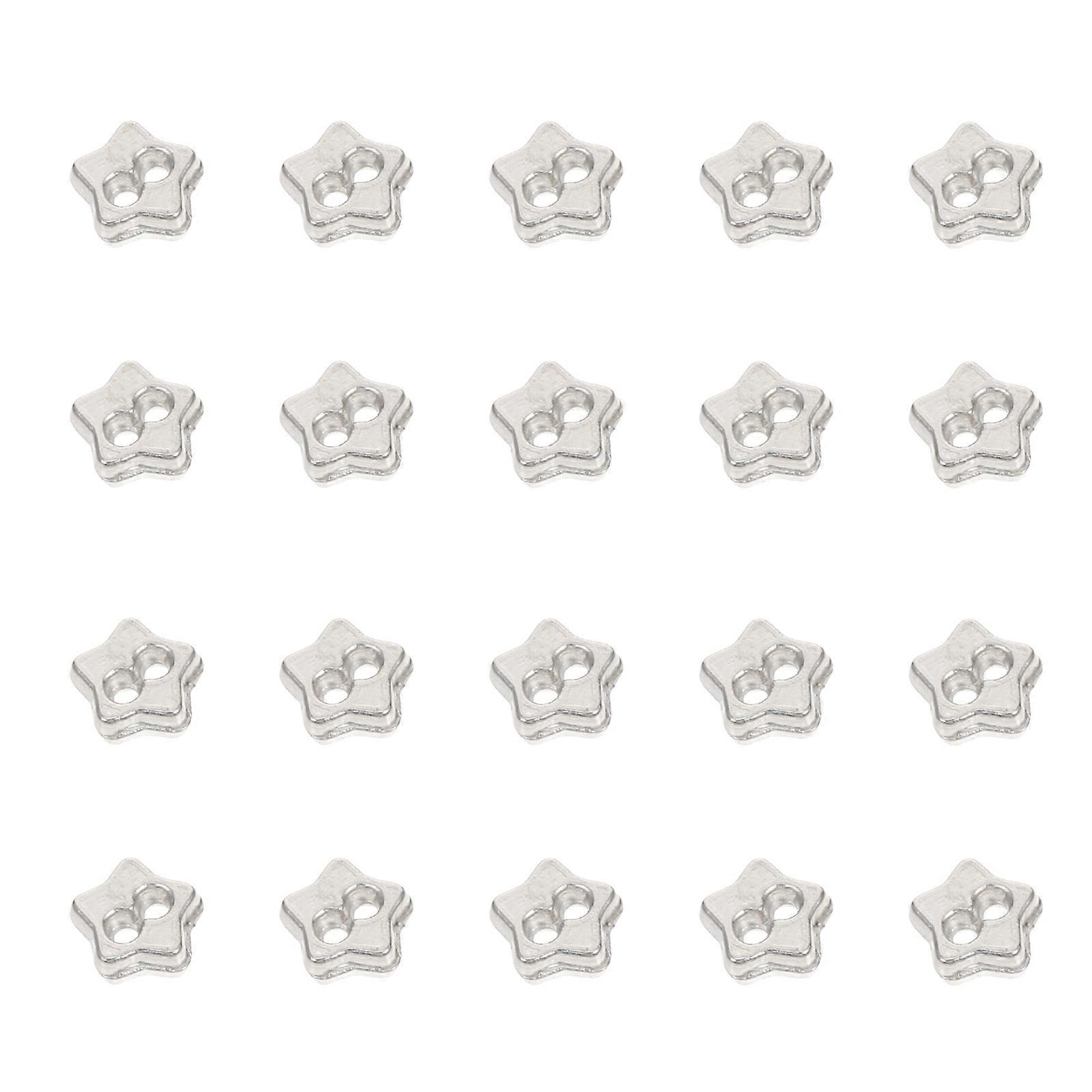 Elegant Silver Alloy Buttons for Doll Clothing Accessories with Fivepointed Star Design 100Pcs