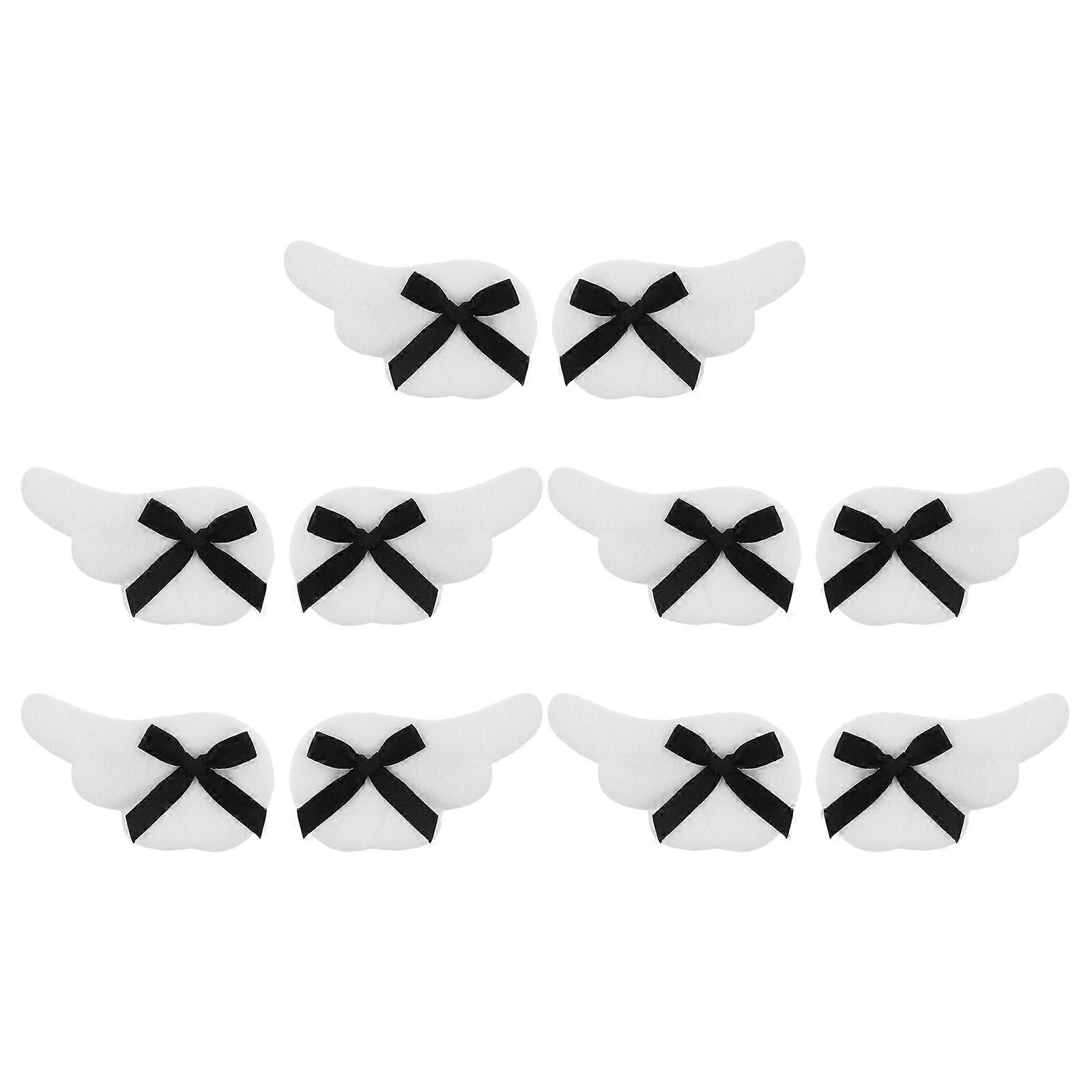 Mini Bow Clips Plush Barrettes Angel Wing Shape Japanese Style For School Special Occasions 10Pack