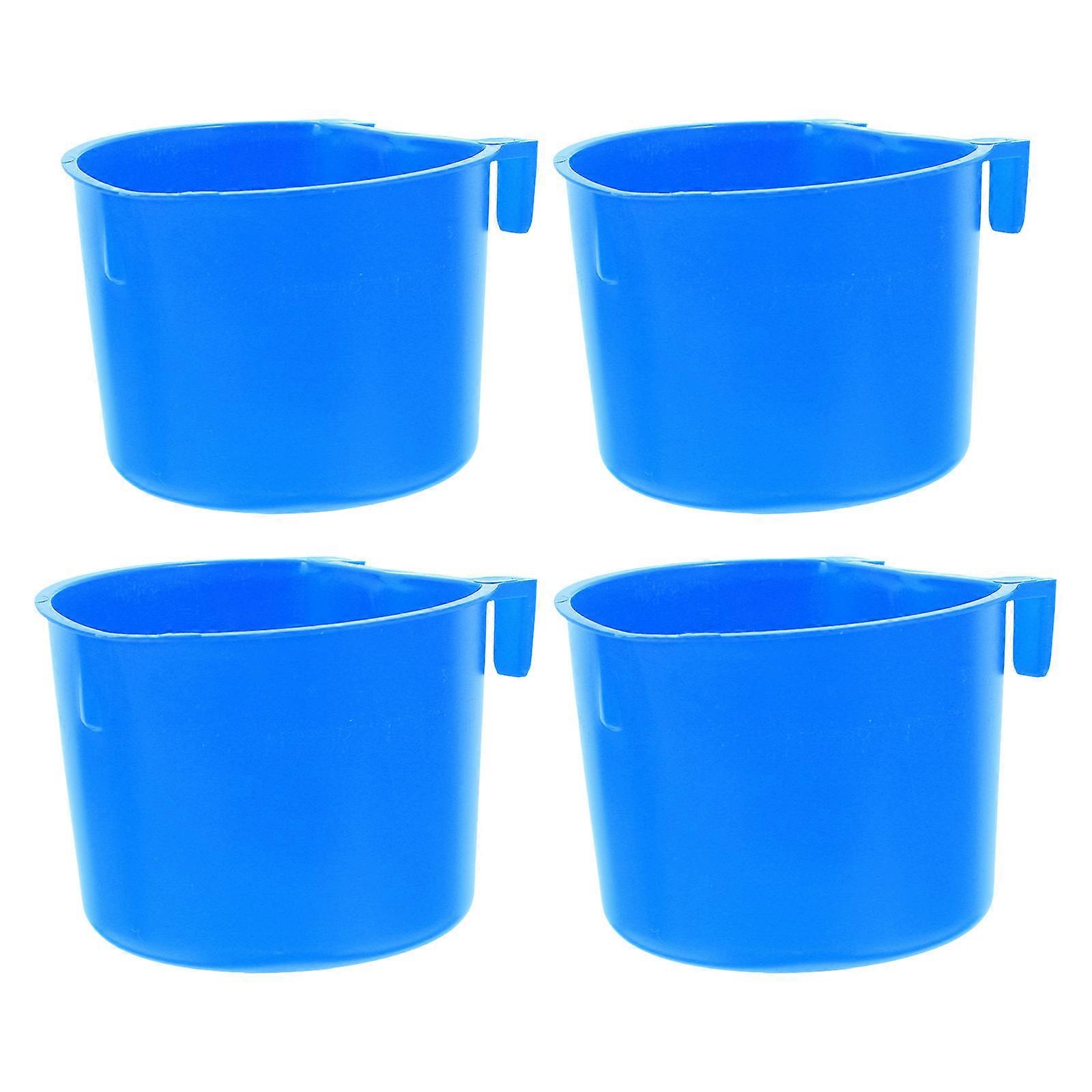 Durable PE Pet Bowls for Cage with Easy Installation Blue Spacesaving Design for Small Animals 4pcs