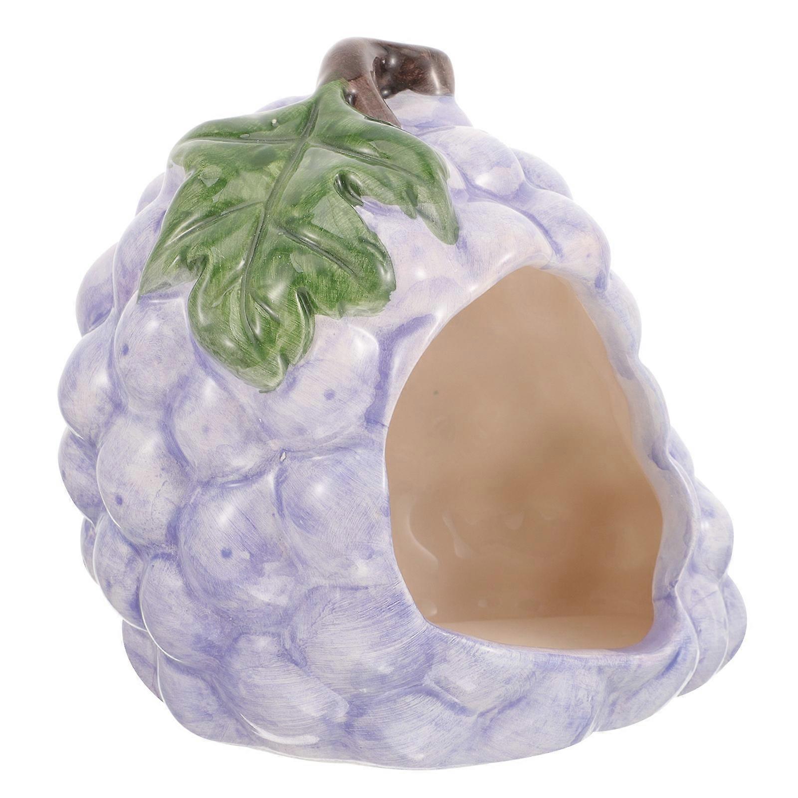 Ceramic Hamster Nest Grape Shape Hideout Cooling Shelter for Small Pets Hedgehog House Private Resting Space Decorative Pet Hut