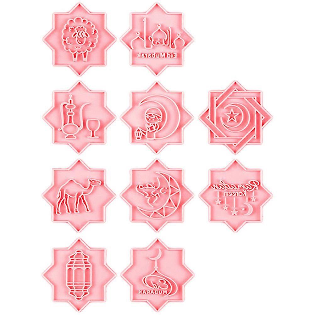 Adorable Shapes Cookie Stamp Biscuit Cutters Pink 5.6X5.6Cm 10Pcs