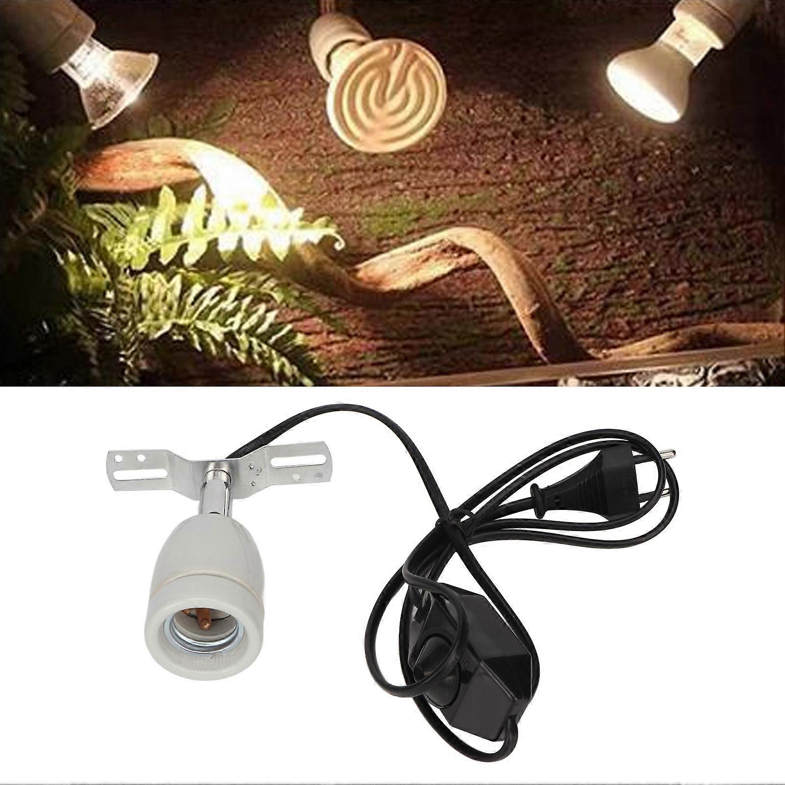 Reptile Ceramic Heat Lamp Holder E27 400W Rotatable Ceramic Heating Bulb Base with Switch 110‑