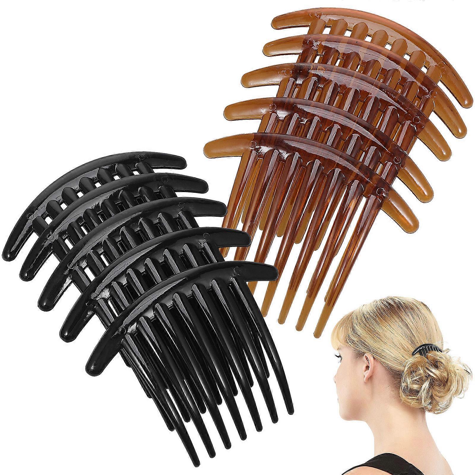 Acrylic Hair Comb for Women Classic Design Side Combs in Assorted Colors 10 Pieces