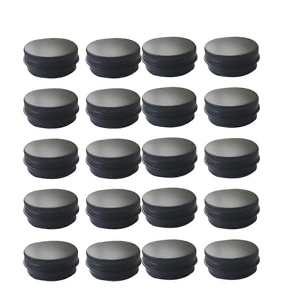 20pcs 20ml Black Aluminium Cosmetics Storage Box for Travel Lightweight Cream Container with Seamless Lid