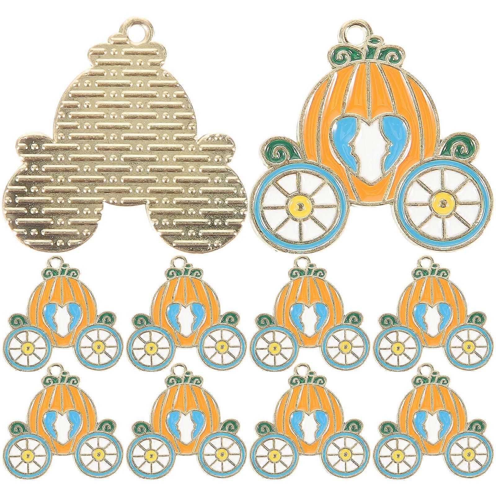 10Pack Pumpkin Carriage Bag Hanging Ornaments Perfect For Halloween Crafted With Durable Alloy Material