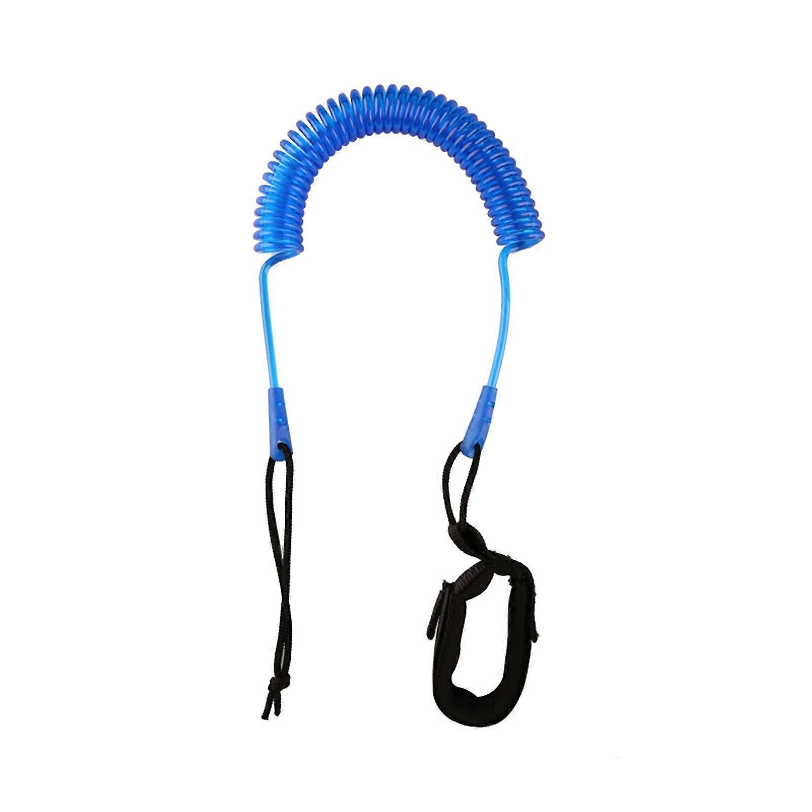 Surfboard Leash 10 Ft Retractable TPU Rolled Paddle Leash For Stand Up Paddle Board Blue With Foot Strap Velcro
