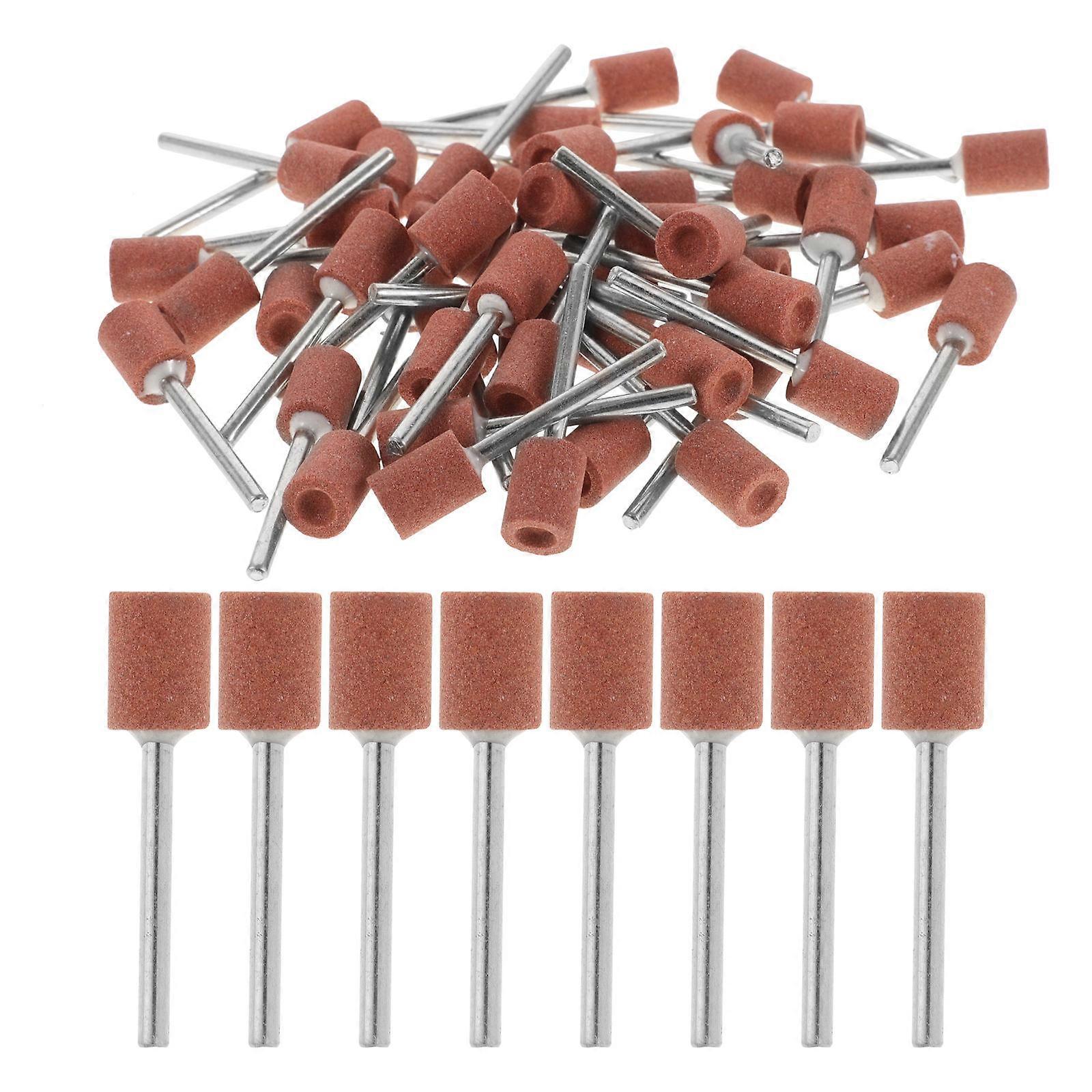 50Pcs Abrasive Mounted Stone Grinding Wheel For Rotary Tools In Light Brown Ideal For Workshop And Industrial Use Providing Pointed Polishing Function