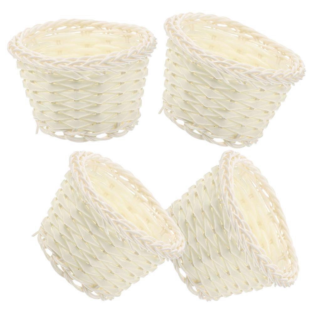 Durable White Mini Baskets for Home Rustic Woven Texture Perfect Craft Props 4 Pieces Small Size