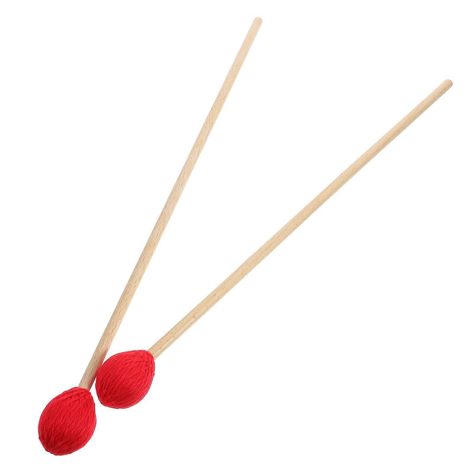 Marimba Mallet Musical Instrument Accessories 1 Pair Comfortable Wooden Handle Design Enhance Sound Red