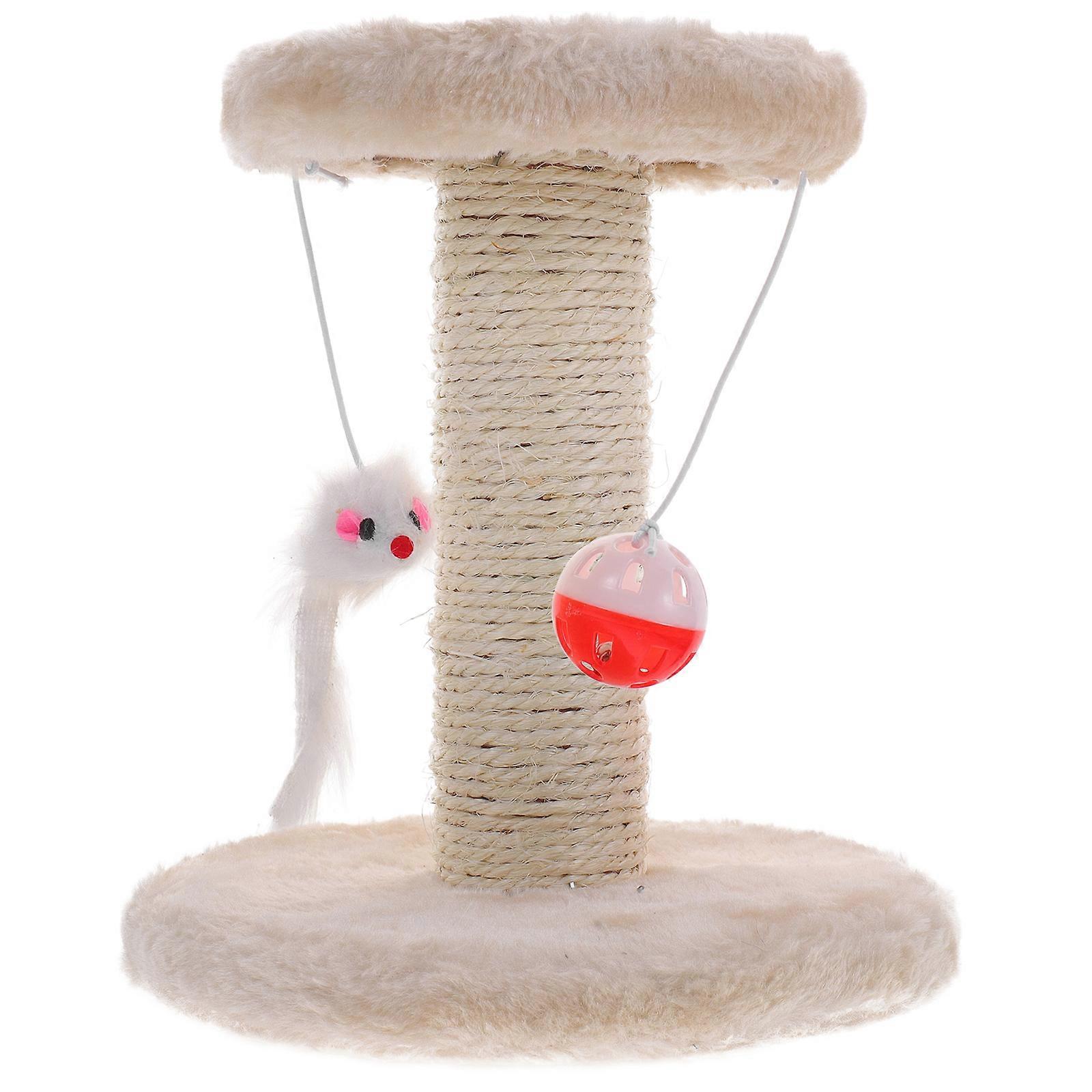 Kitten Scratcher Cat Scratching Post Indoor Use Sisal Beige 20.00X18.00X15.00CM Climbing 1Set