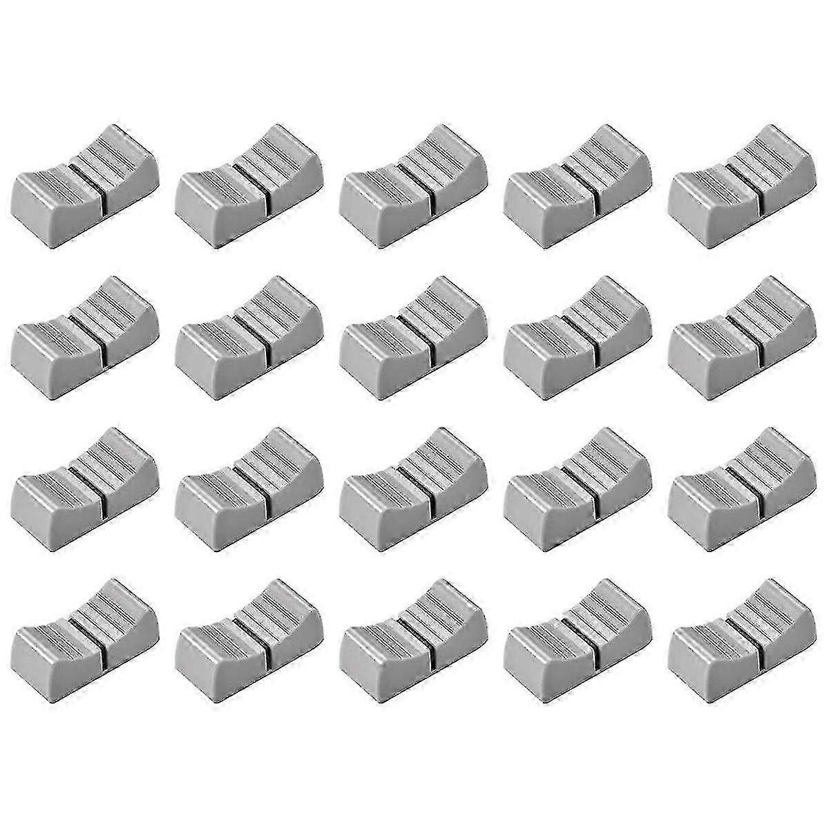 20Pcs 24mmx11mmx10mm Console Mixer Fader Knobs Replacement for Potentiometer Gray Knob Black