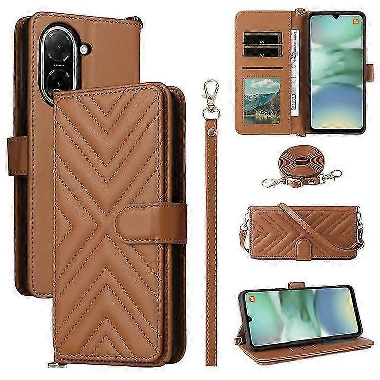 Compatible For Xiaomi Redmi A5 NFC (173.45mm) Wallet Case with Shoulder / Wrist Strap Leather Phone Cover Stand