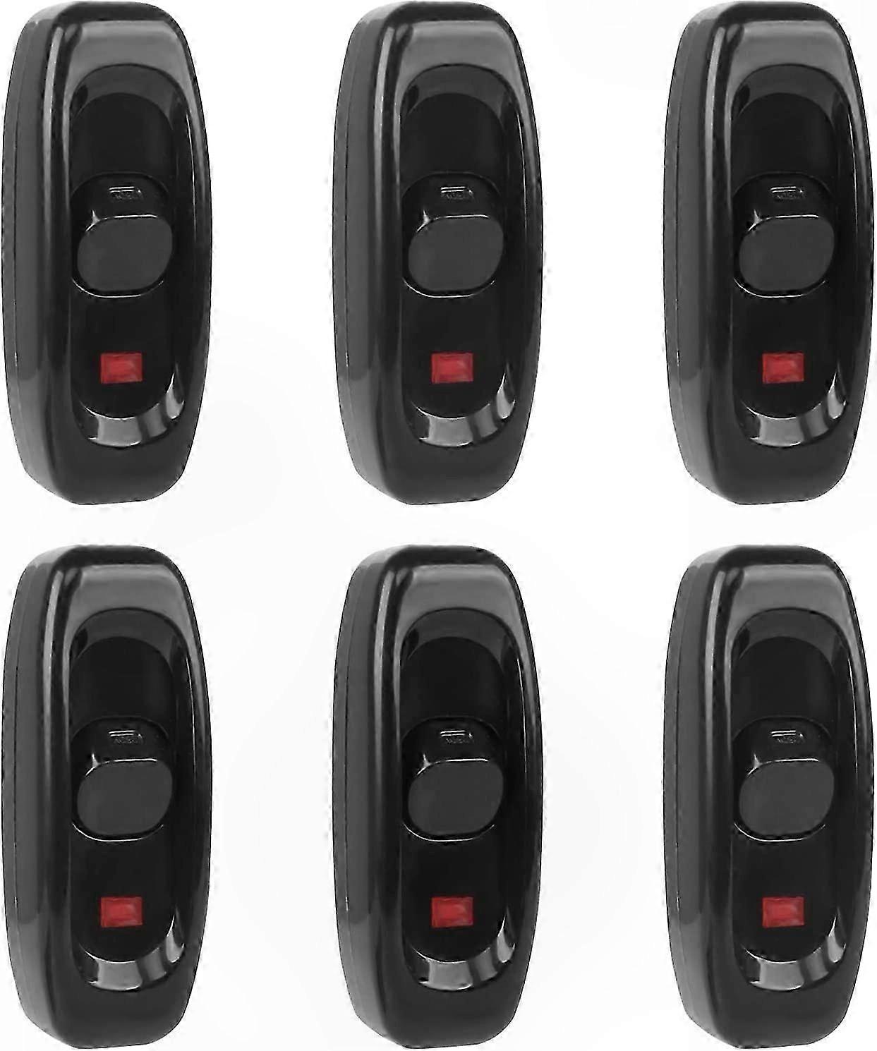 6-Pack Rocker Switches with LED Indicator, 250V 10A Toggle Intermediate Light Switches for Home Appliances (Black)