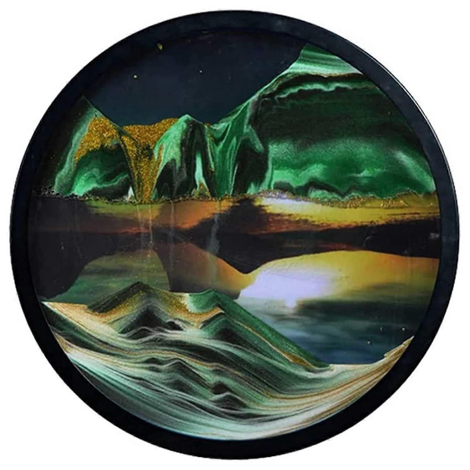 3D Moving Sand Picture, Rotating Sand Art Round Glass Deep Sea Sand Motion Display