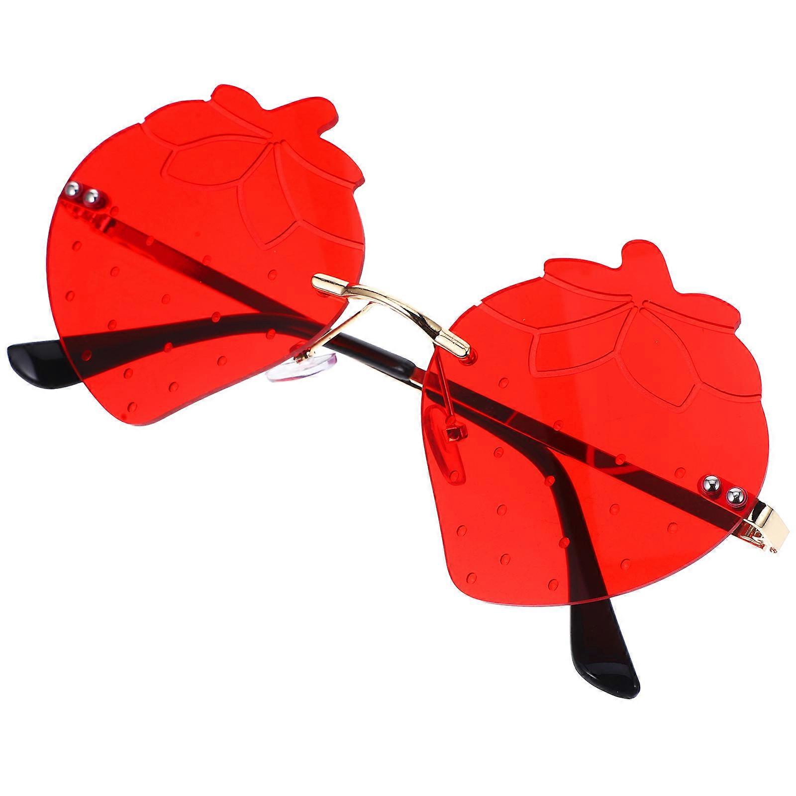 Strawberry Shaped Sunglasses for Festive Outdoor Parties with Cool Design and Bright Finish Red 1