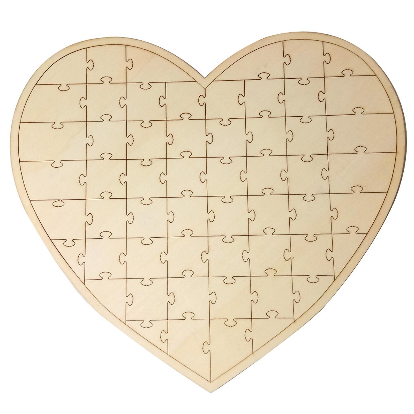 Wooden Guest Book Creative Unfinished Puzzle Jigsaw Design With Blank Pieces