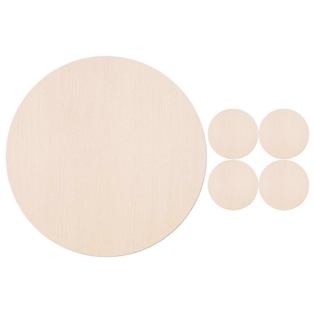 Wooden Slices for DIY Crafts Sturdy Poplar Material Smooth Surface Beige Color 5 Pieces