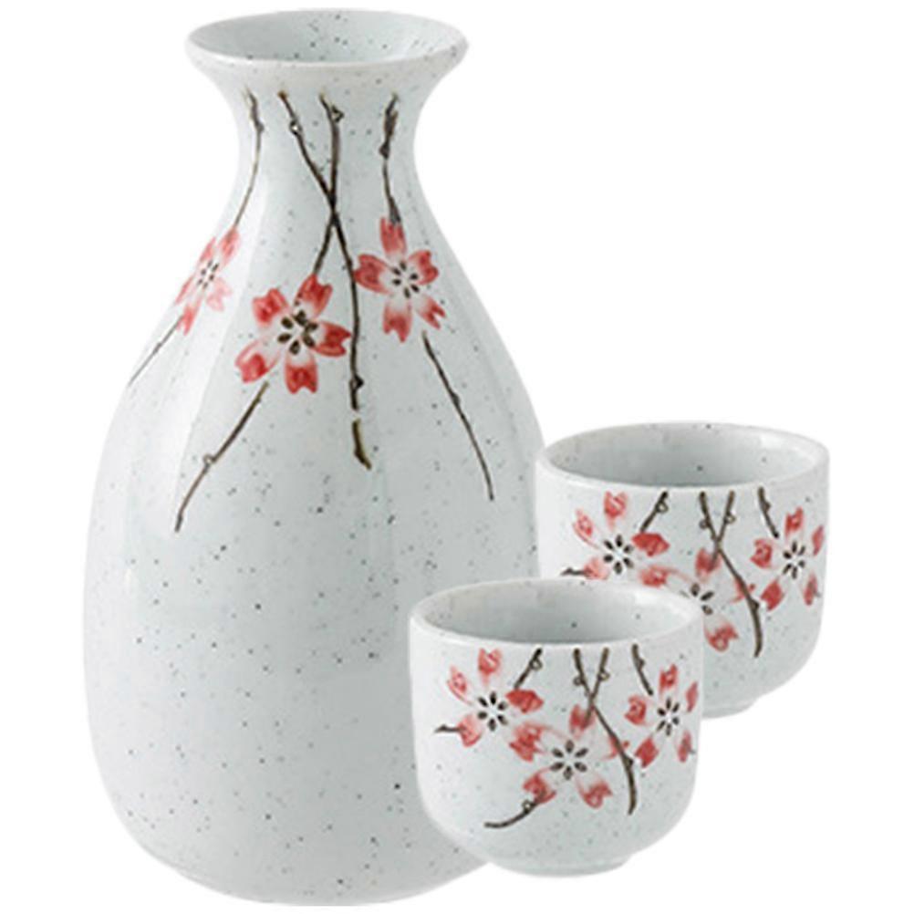 Japanese Style Traditional Rice Wine Pot Ceramic Sake Kettle Cups Set for Home Use and Restaurants Assorted Color Pouring 1 Set