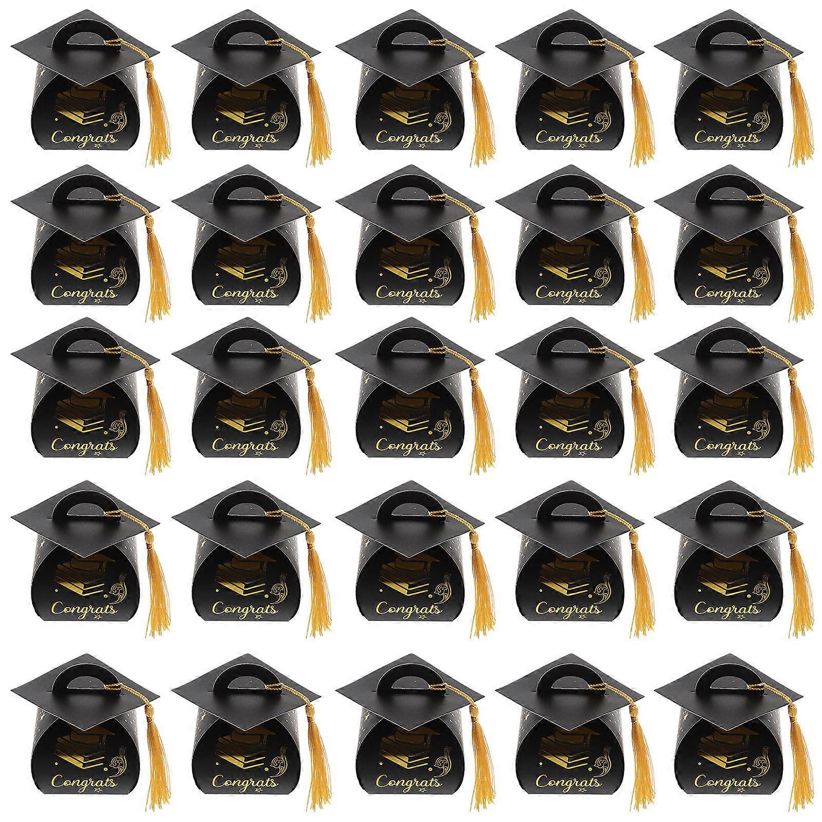 50pcs Graduation Hat Candy Boxes with Tassel – Ideal for Party Favors and Treats, Creative Design