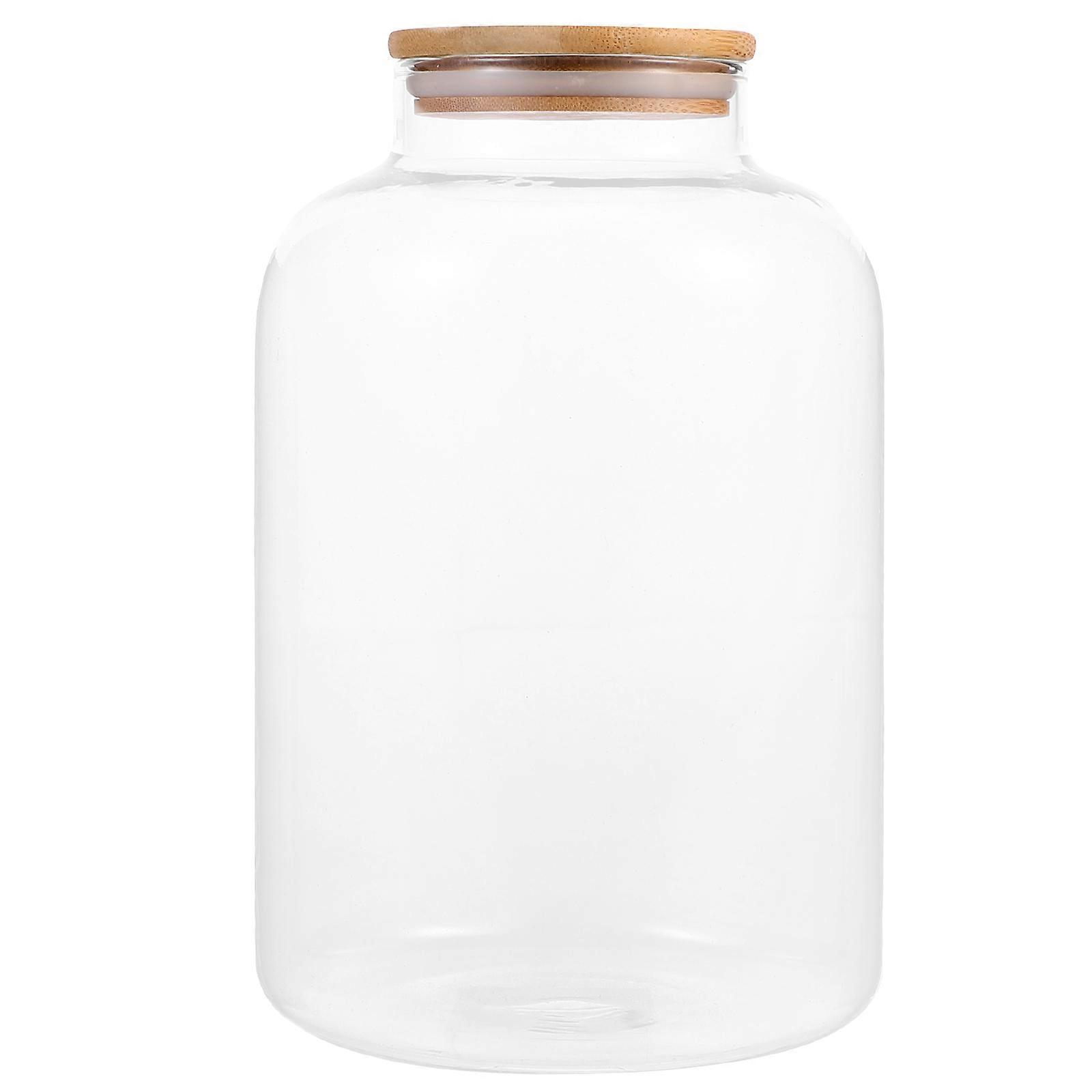 Transparent Sealed Jar For Food Storage Ideal For Nuts Peanut Legumes Grains And Dried Fruits Made Of High Borosilicate Glass With Wooden Lid 1Set